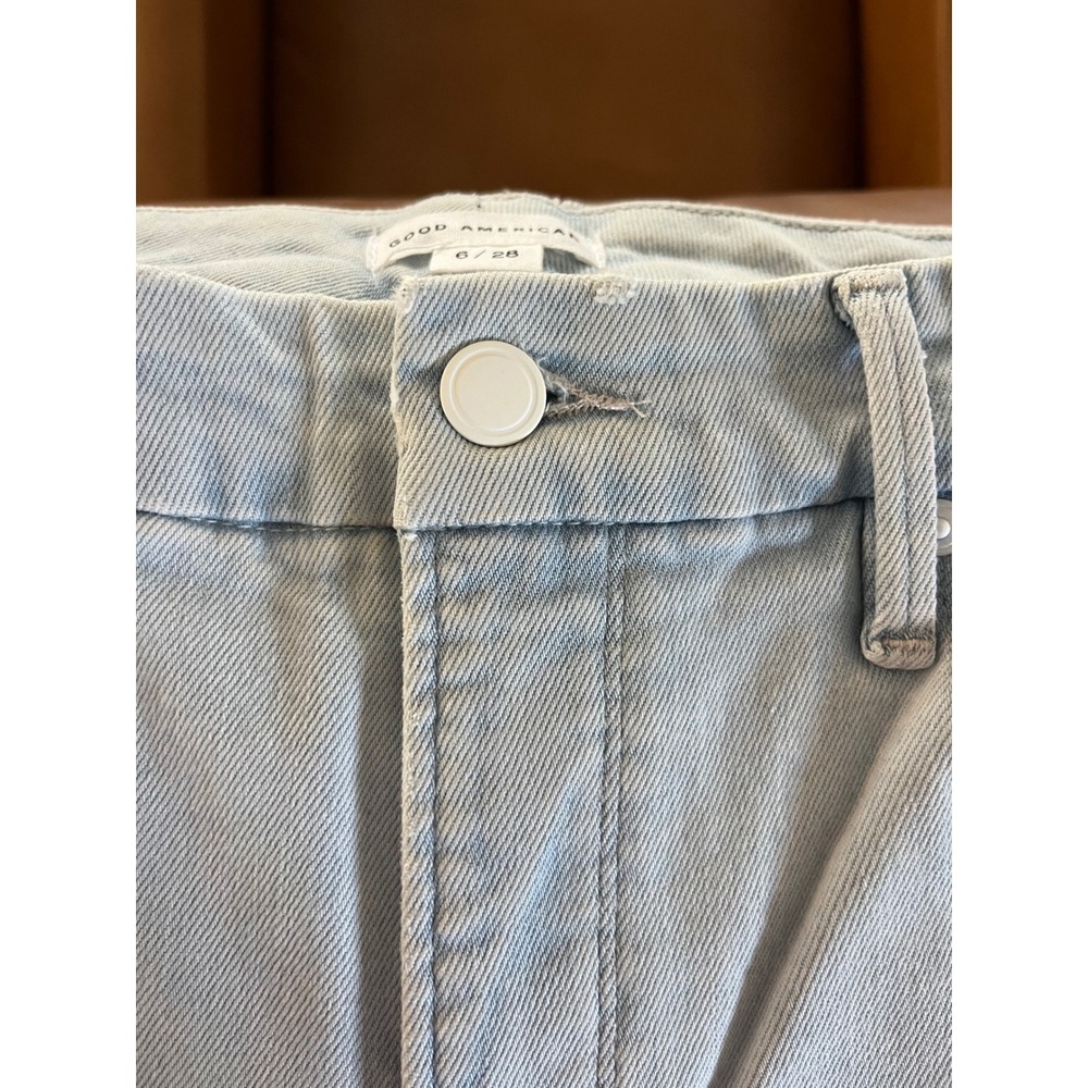 Good‎ American Good Straight High Rise Jeans Light Blue Wash Size 6/28 - Picture 11 of 12